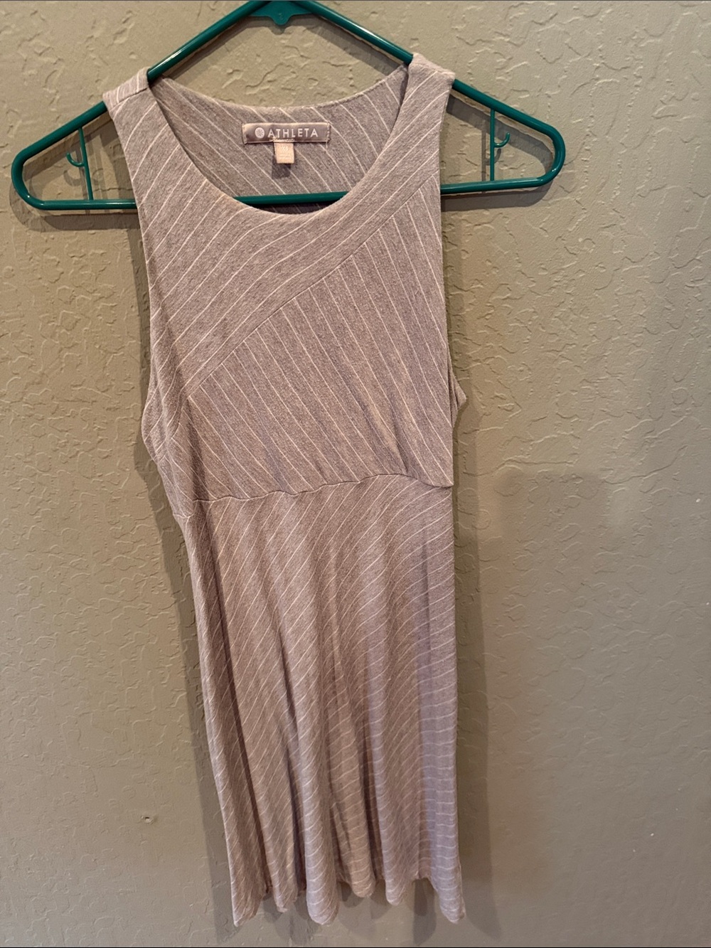 Athleta Heathered Light Gray Sleeveless A-Line Knit Dress
